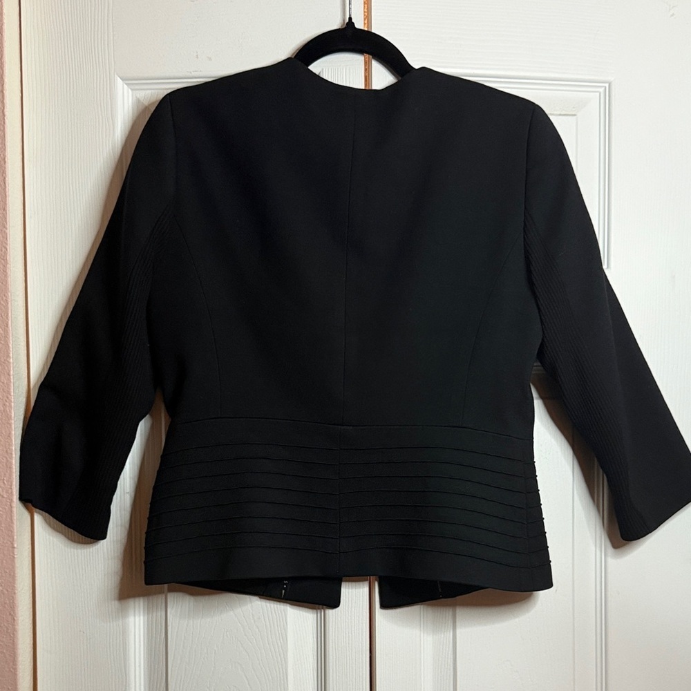 Iris Setlakwe Black Blazer Size 8 | Faux Leather Trim | Modern Tailored Jacket - Picture 7 of 10